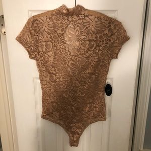 Stretch lace high neck body suit